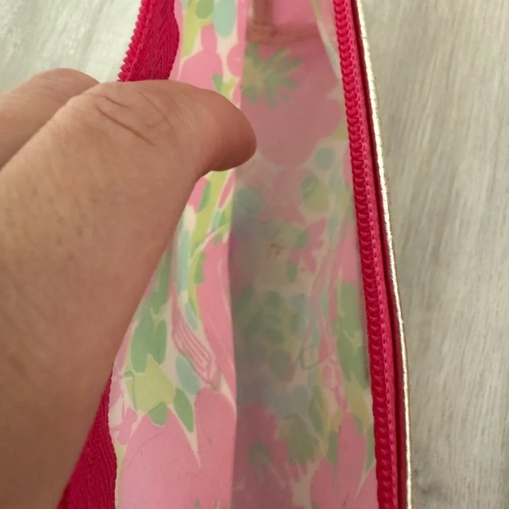 Lilly Pulitzer for Estee Lauder Cosmetic Bag Floral Print Pink Green Teal Pouch